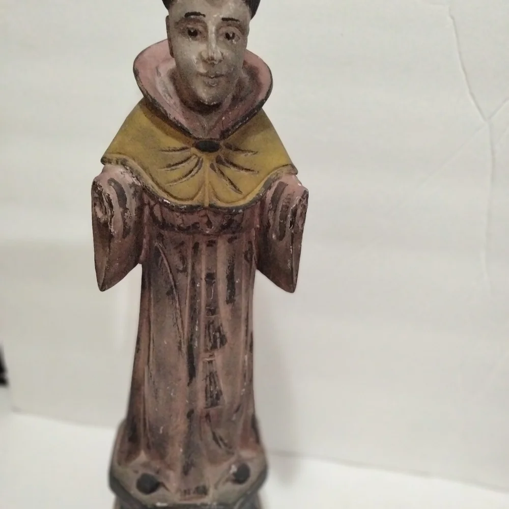 Antique religious saint wooden hand carved sculpture Spanish hand painted - Picture 9 of 11